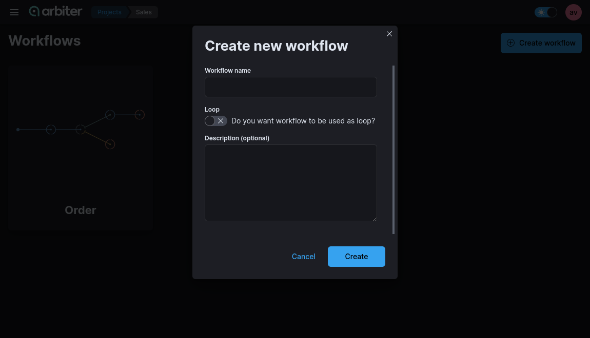 Create workflow